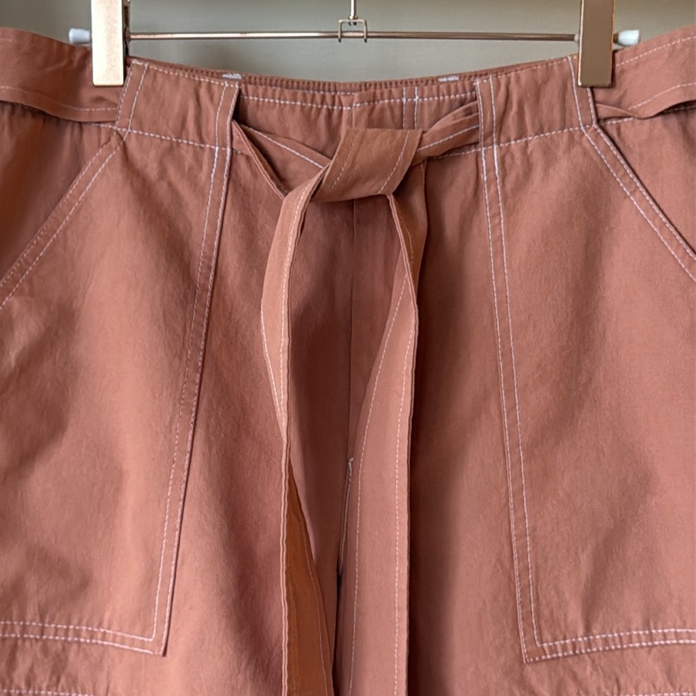 Lilla P Neutral Casual Bronze Cotton Canvas Tie Belt Shorts 6 - Picture 5 of 11
